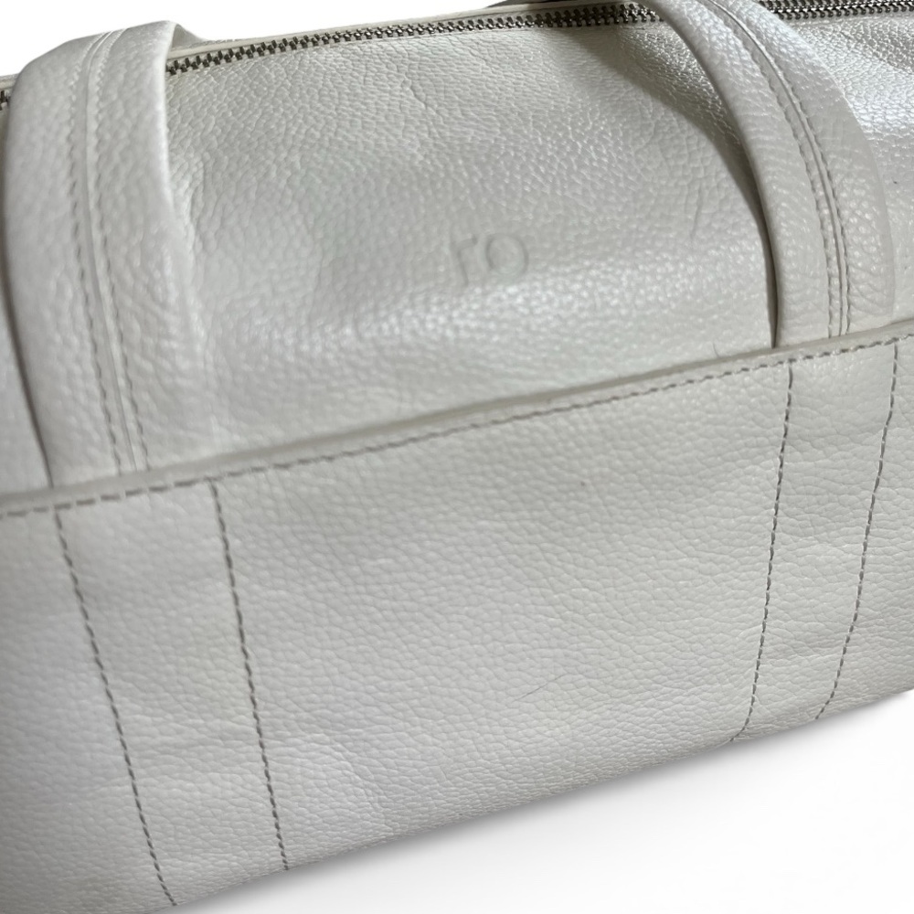 White genuine leather satchel handbag - Picture 9 of 16
